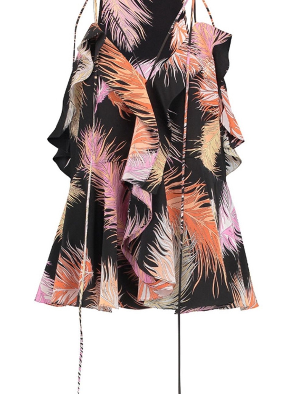 Emilio Pucci Black Multicolor Feather Mini Dress SS2018 Size 0/XXS